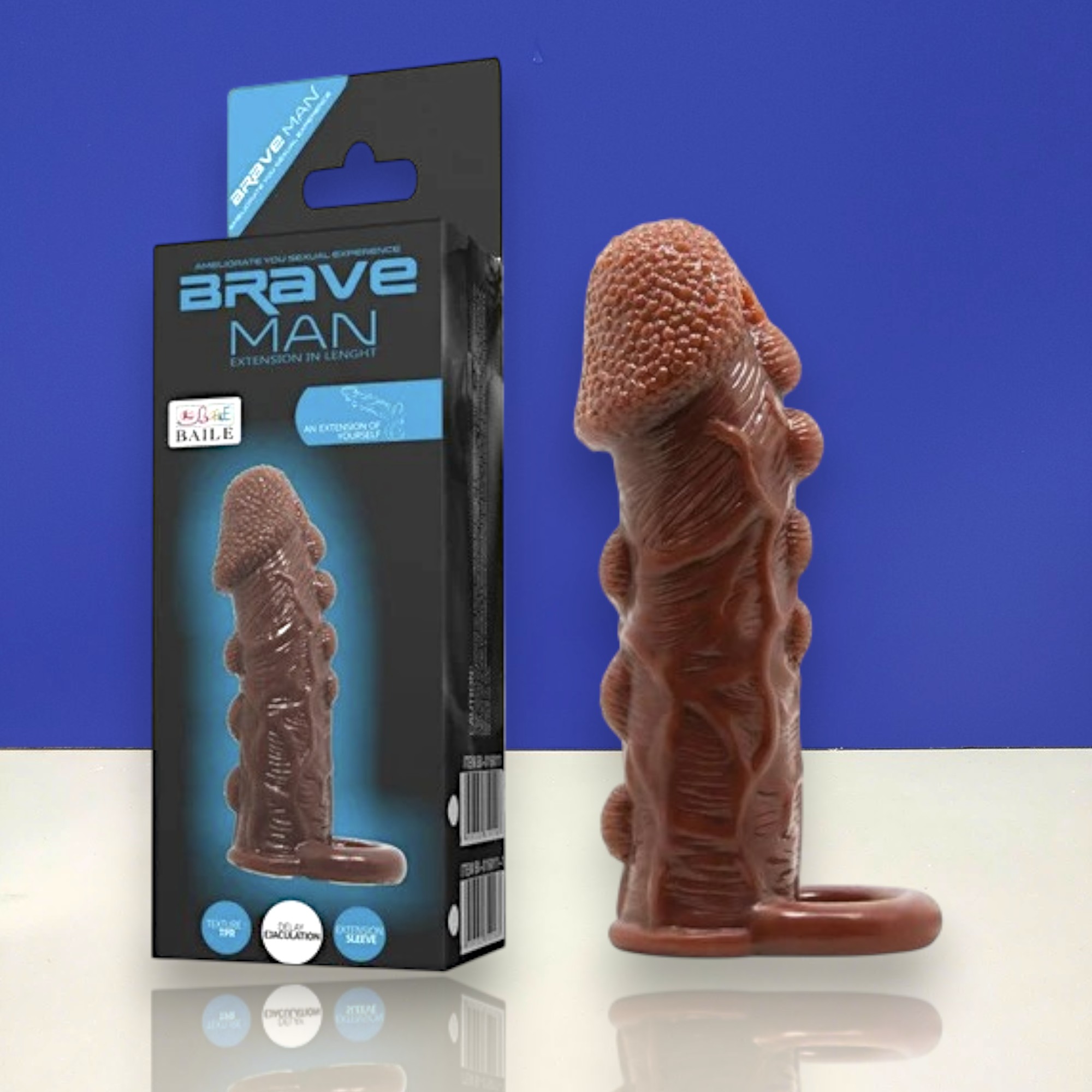 Bao Cao Su Đôn Dên Brave Man Màu Nâu – Gai Bi Kích Thích Cực Mạnh, Có Quai Đeo tại Men Up Bến Tre
