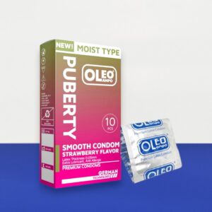 Bao cao su Oleo Lampo Puberty – Siêu mỏng 0.05mm, hương dâu quyến rũ, size nhỏ 50mm tại Bến Tre