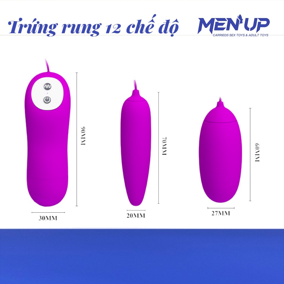 Kích cỡ trứng rung tình yêu 2 đầu Pretty Love Irma dùng pin AAA chính hãng tại Men Up Bến Tre.